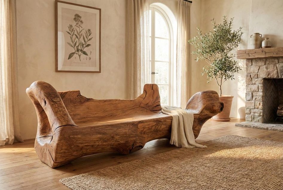 XXL Solid Carved Wood Bench With Raw Organic Form Indoor, & Outdoor, Logniture - Etsy.de